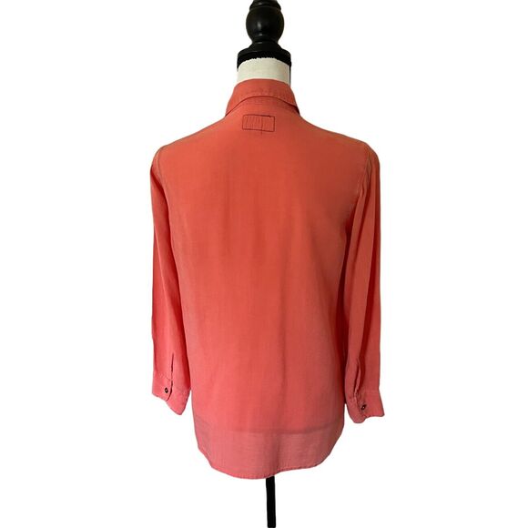 CURRENT/ELLIOT Washable Silk Blouse Top Coral Orange Women's Sz 1 S Long Sleeve - Picture 4 of 9